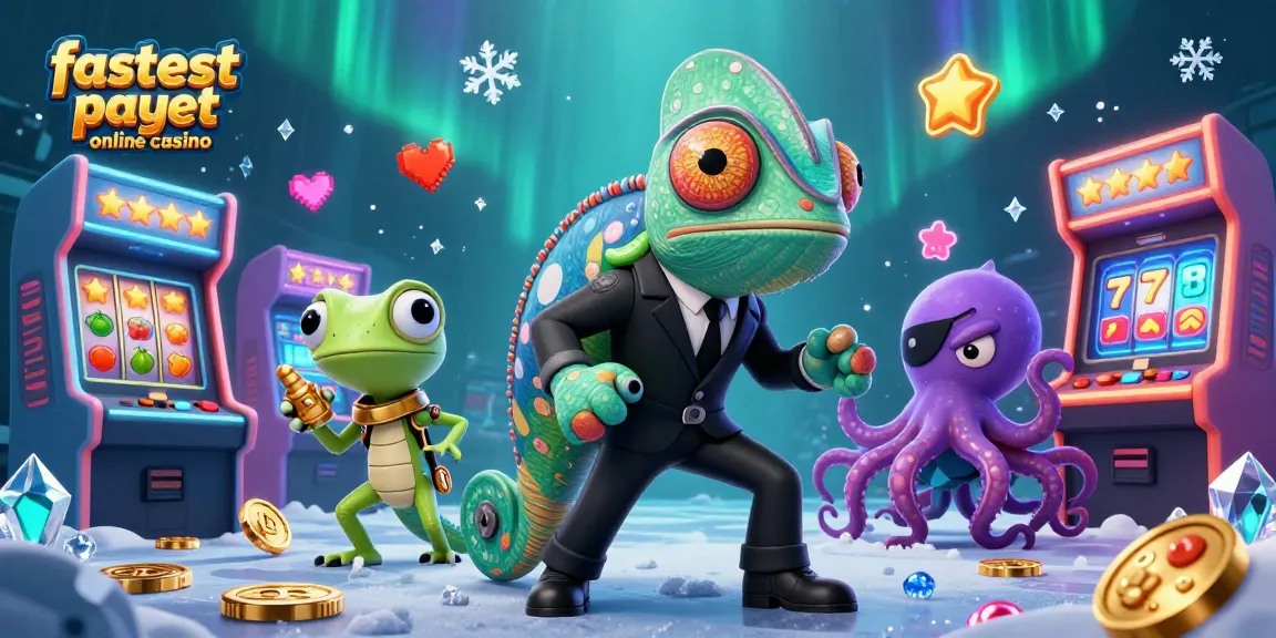Engage with the fastest payout online casino featuring a chameleon agent and his gadget partner.