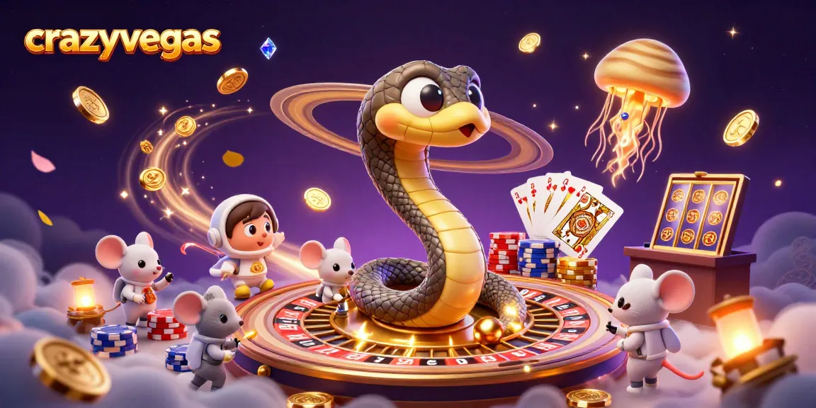 Experience thrilling bets at crazyvegas with astronauts and roulette in a colorful 3D scene.