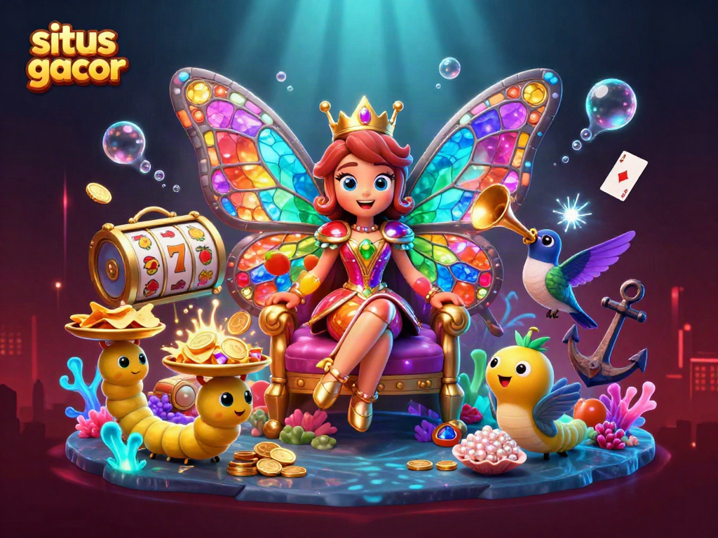 Experience situs gacor with immersive slot themes featuring the butterfly queen in a vibrant 3D scene